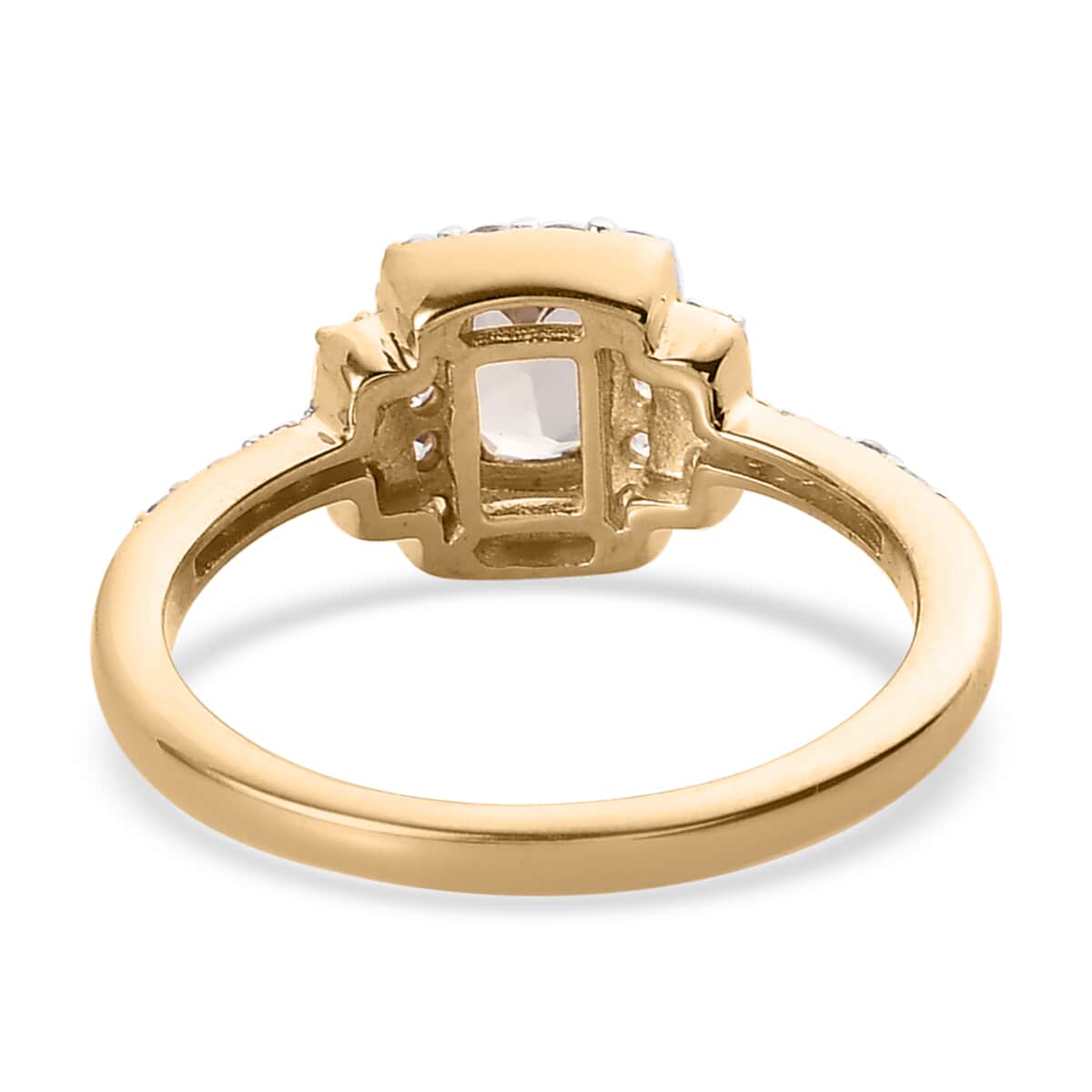 TLV AAA Turkizite, Natural White Zircon Ring in Vermeil YG Over Sterling Silver (Size 10.0) 1.25 ctw image number 4