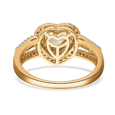 SGL Certified Luxoro 14K Yellow Gold Natural Yellow and White Diamond I1-I2 Heart Ring (Size 6.0) 4.10 Grams 1.50 ctw