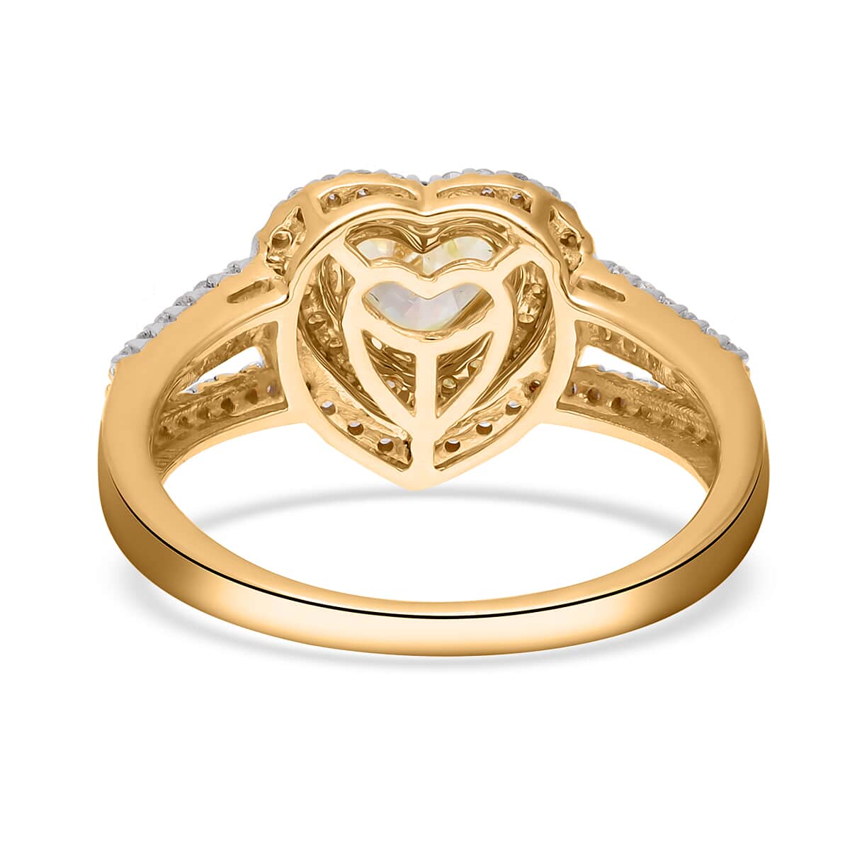 SGL Certified Luxoro 14K Yellow Gold Natural Yellow and White Diamond I1-I2 Heart Ring (Size 6.0) 4.10 Grams 1.50 ctw image number 4