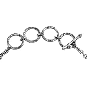 Tiger's Eye 10.50 ctw Toggle Clasp Bracelet in Stainless Steel (6.50-8.50In), Tarnish-Free, Waterproof, Sweat Proof Jewelry