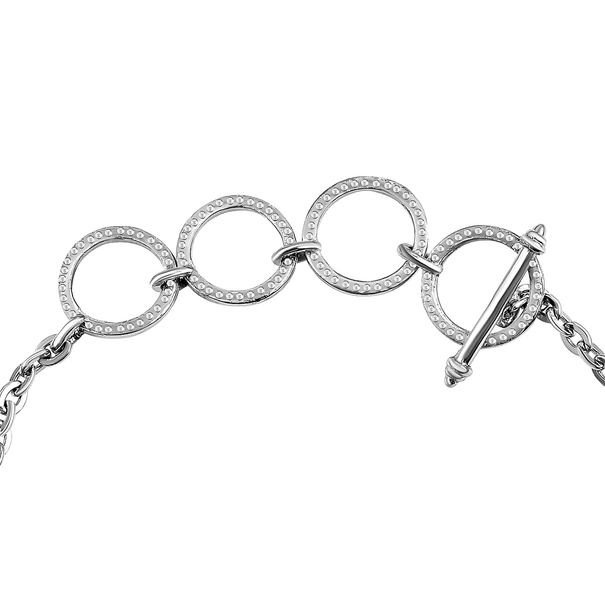 Constituted Blue Howlite 9.30 ctw Toggle Clasp Bracelet in Stainless Steel (6.50 In), Tarnish-Free, Waterproof, Sweat Proof Jewelry image number 3