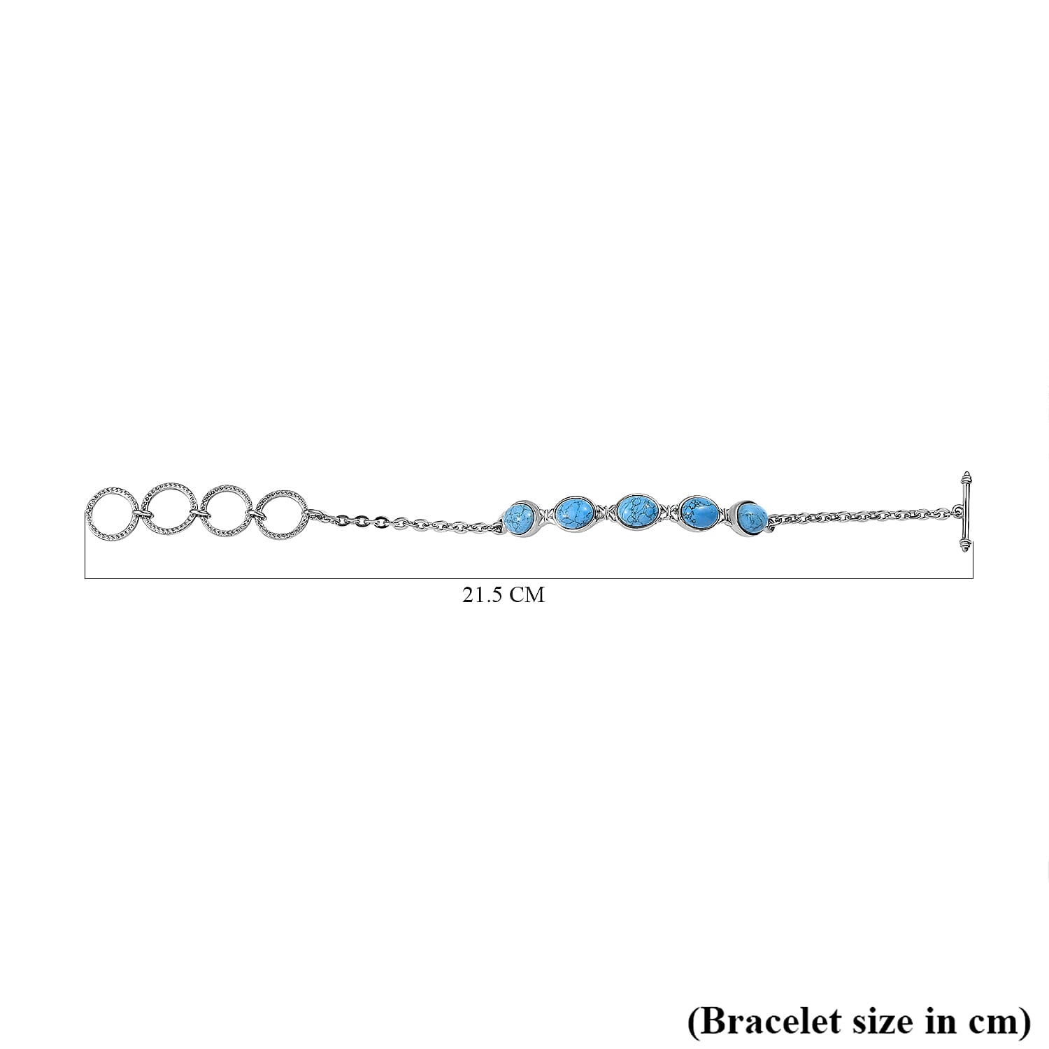 Constituted Blue Howlite 9.30 ctw Toggle Clasp Bracelet in Stainless Steel (6.50 In), Tarnish-Free, Waterproof, Sweat Proof Jewelry