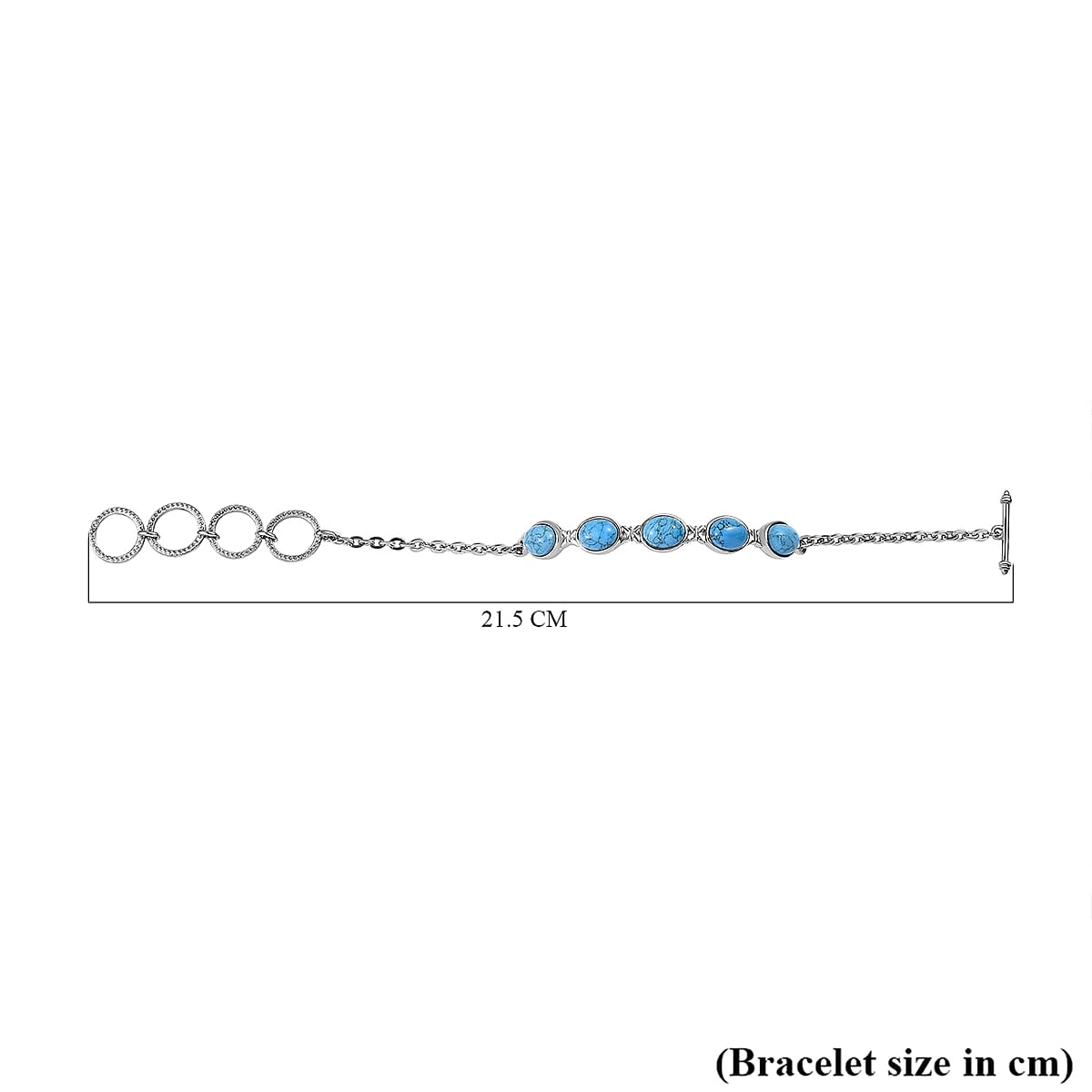 Constituted Blue Howlite 9.30 ctw Toggle Clasp Bracelet in Stainless Steel (6.50 In), Tarnish-Free, Waterproof, Sweat Proof Jewelry image number 4