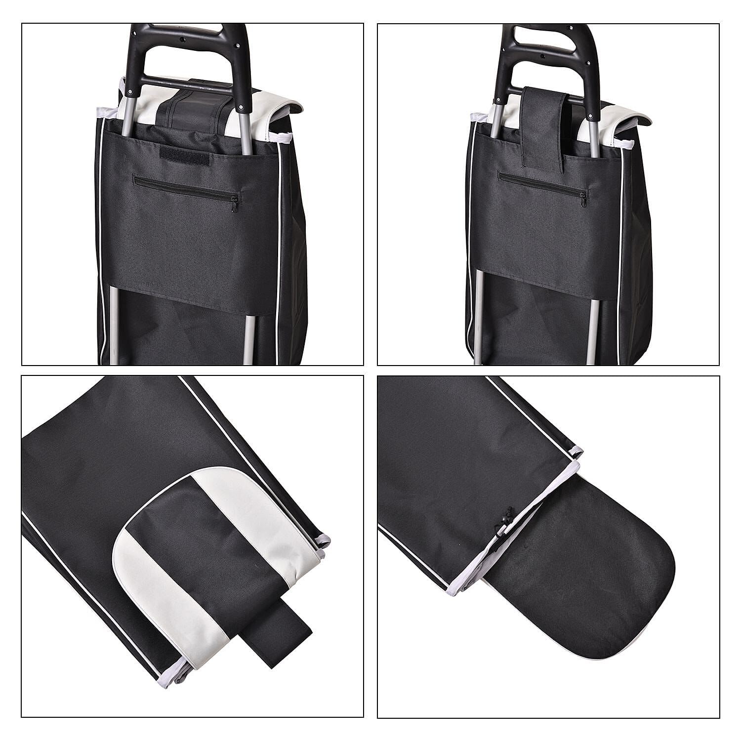 Black Stair Climber Foldable Trolley Bag (Holds up to 5.5lbs) 14x12x37