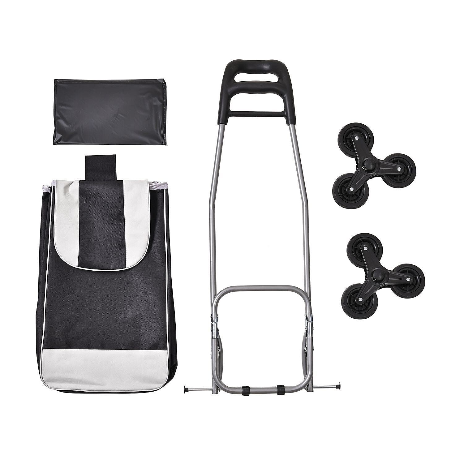 Black Stair Climber Foldable Trolley Bag (Holds up to 5.5lbs) 14x12x37