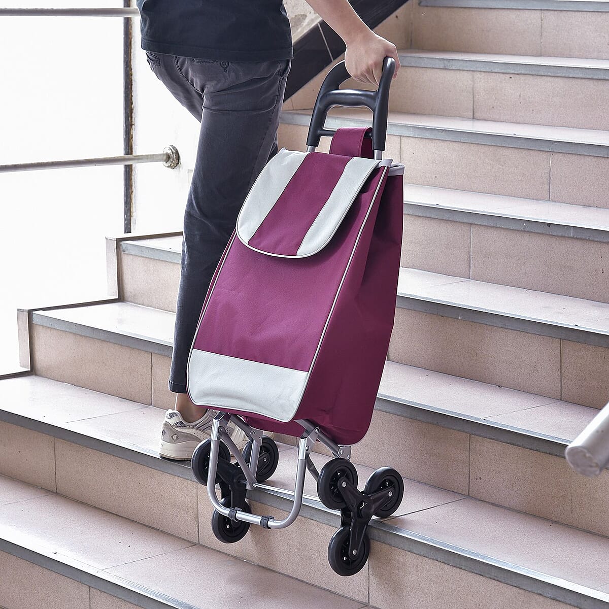 Red Stair Climber Foldable Trolley Bag (Holds up to 5.5lbs) 14x12x37 image number 1