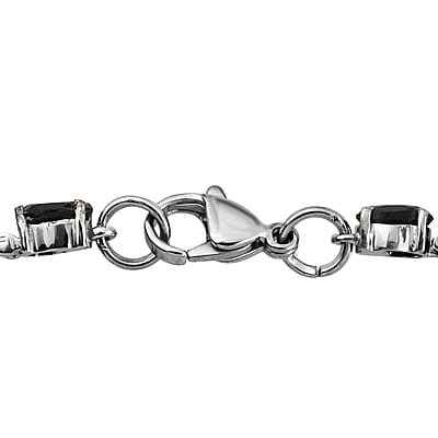Thai Black Spinel Tennis Bracelet in Stainless Steel (6.50 In) 12.60 ctw