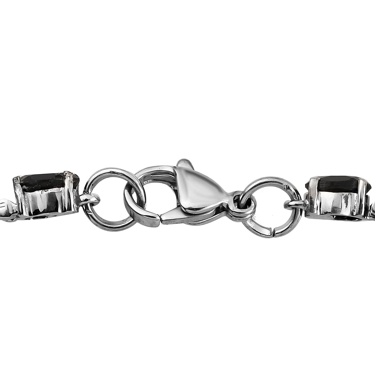 Thai Black Spinel 13.90 ctw Tennis Bracelet in Stainless Steel (7.25 In), Tarnish-Free, Waterproof, Sweat Proof Jewelry image number 3