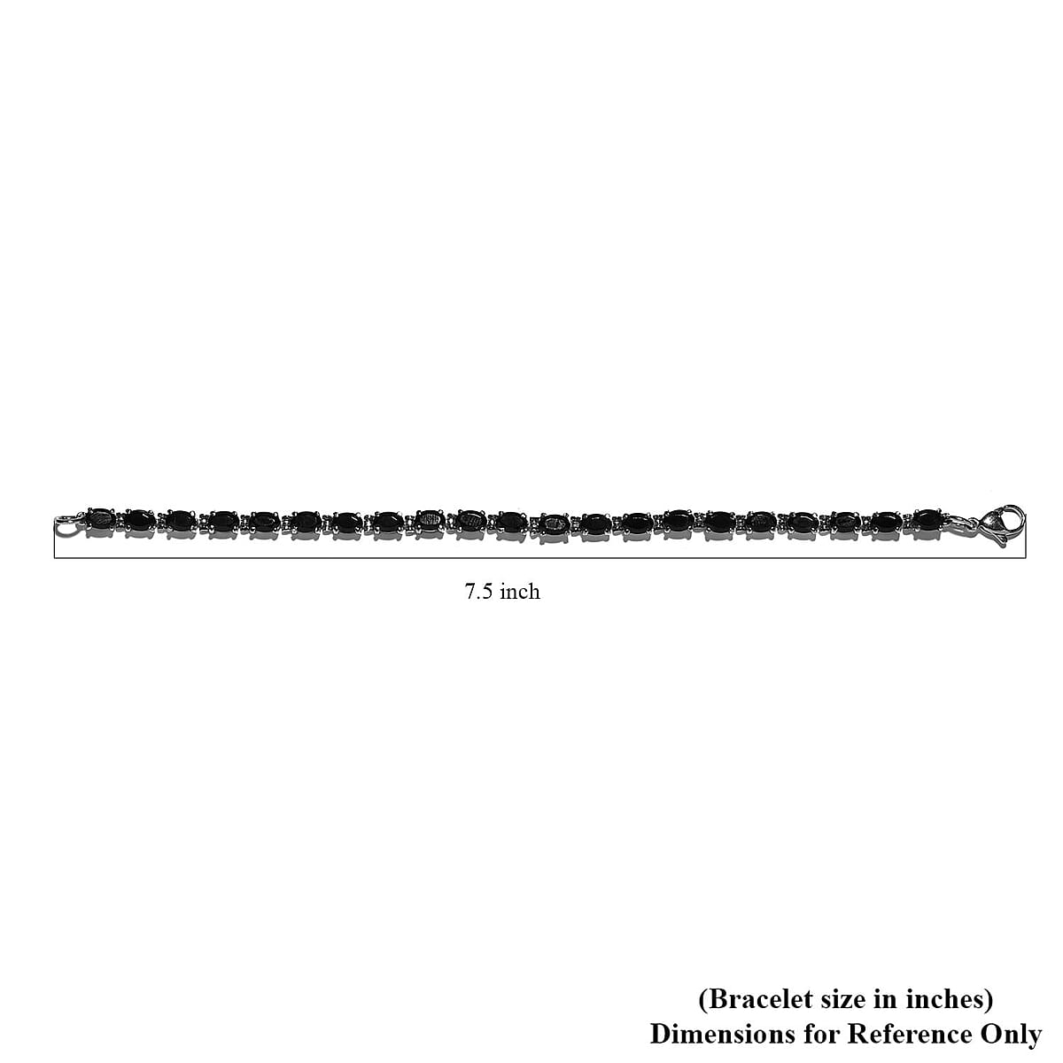 Thai Black Spinel 13.90 ctw Tennis Bracelet in Stainless Steel (7.25 In), Tarnish-Free, Waterproof, Sweat Proof Jewelry image number 4
