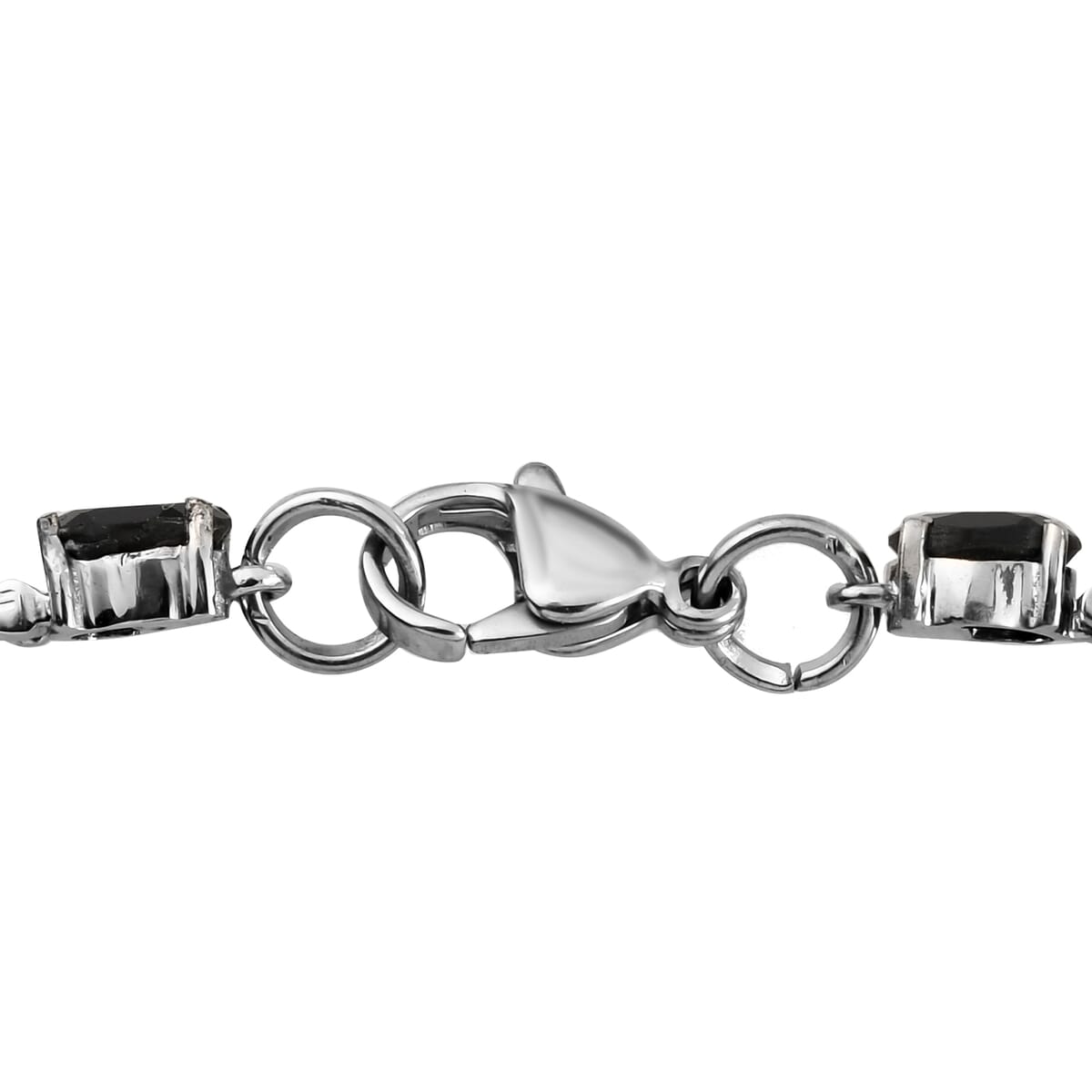 Thai Black Spinel Tennis Bracelet in Stainless Steel (8.00 In) 15.90 ctw , Tarnish-Free, Waterproof, Sweat Proof Jewelry image number 3