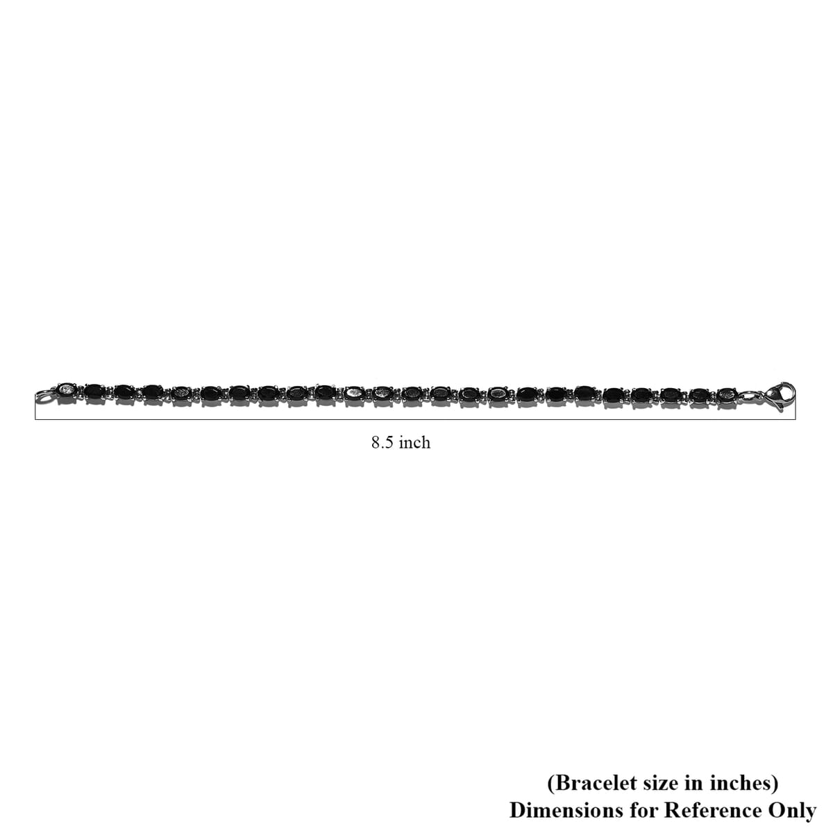 Thai Black Spinel Tennis Bracelet in Stainless Steel (8.00 In) 15.90 ctw , Tarnish-Free, Waterproof, Sweat Proof Jewelry image number 4