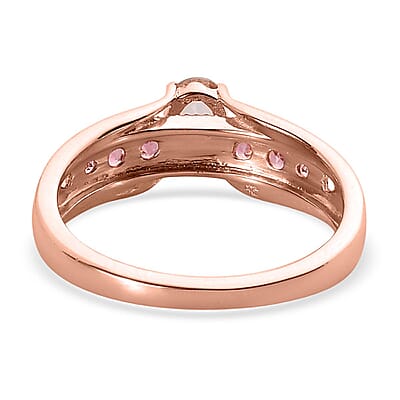 Premium Marropino Morganite and Morro Redondo Pink Tourmaline Ring in Vermeil Rose Gold Over Sterling Silver (Size 10.0) 0.50 ctw