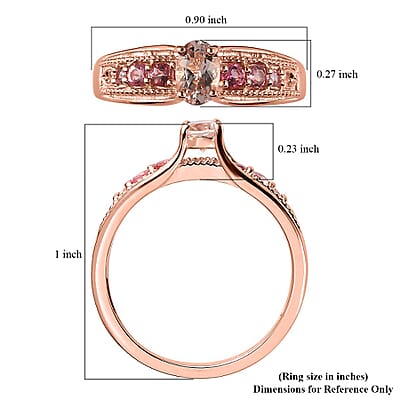 Premium Marropino Morganite and Morro Redondo Pink Tourmaline Ring in Vermeil Rose Gold Over Sterling Silver (Size 10.0) 0.50 ctw