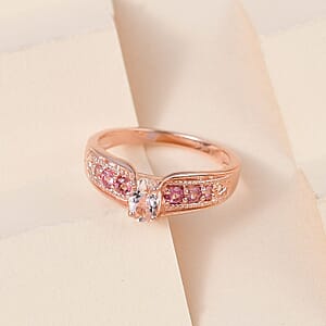Premium Marropino Morganite and Morro Redondo Pink Tourmaline Ring in Vermeil Rose Gold Over Sterling Silver (Size 5.0) 0.50 ctw