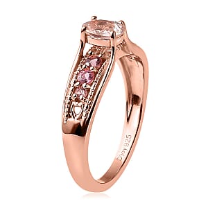 Premium Marropino Morganite and Morro Redondo Pink Tourmaline Ring in Vermeil Rose Gold Over Sterling Silver (Size 5.0) 0.50 ctw