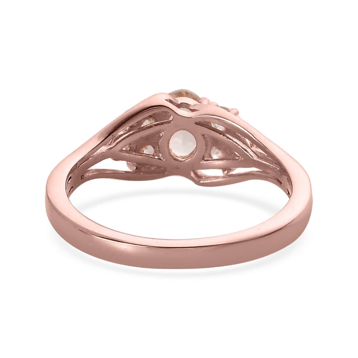 Premium Marropino Morganite and Natural White Zircon Ring in Vermeil Rose Gold Over Sterling Silver (Size 7.0) 1.00 ctw image number 4