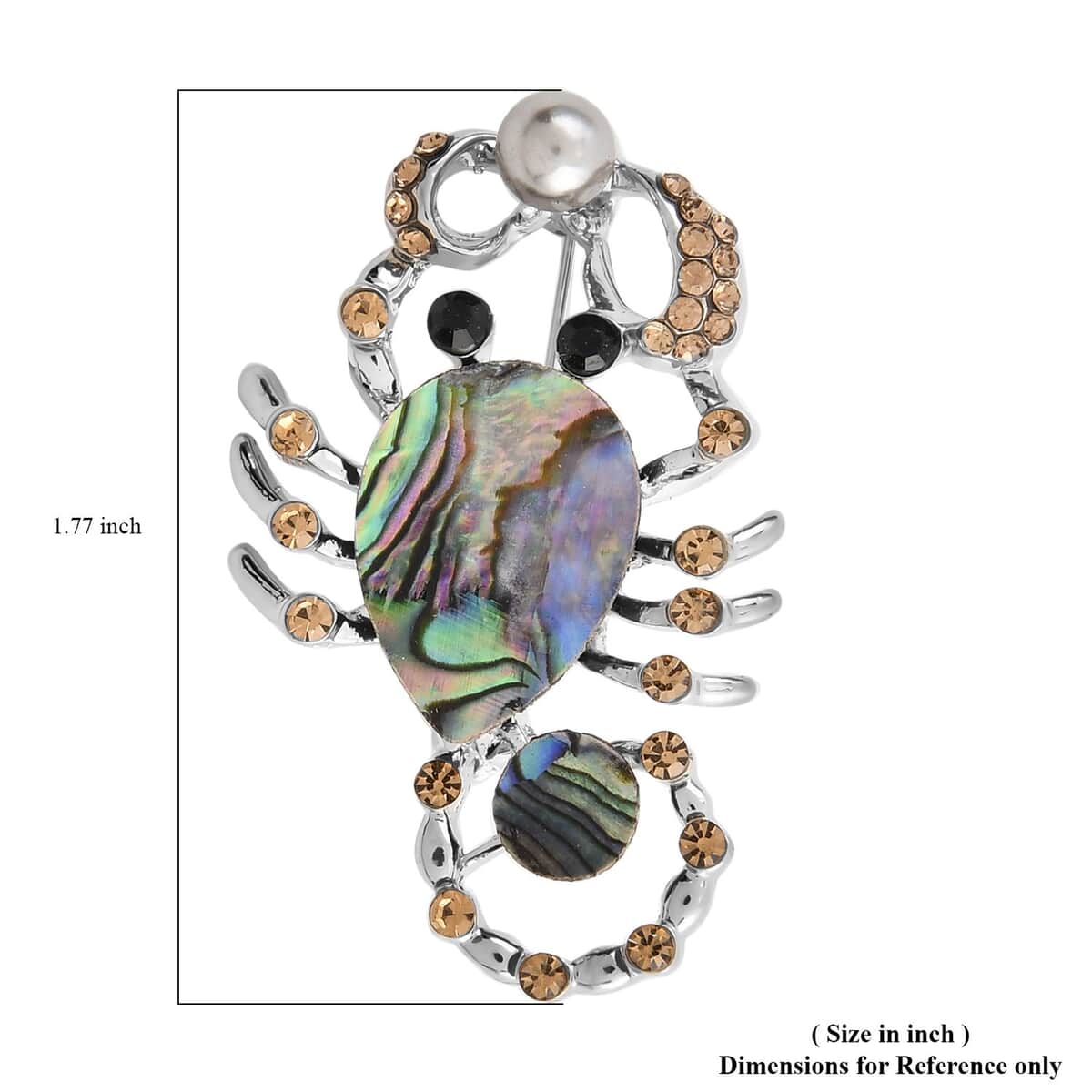 Abalone Shell and Multi Gemstone Scorpion Brooch in Silvertone image number 4