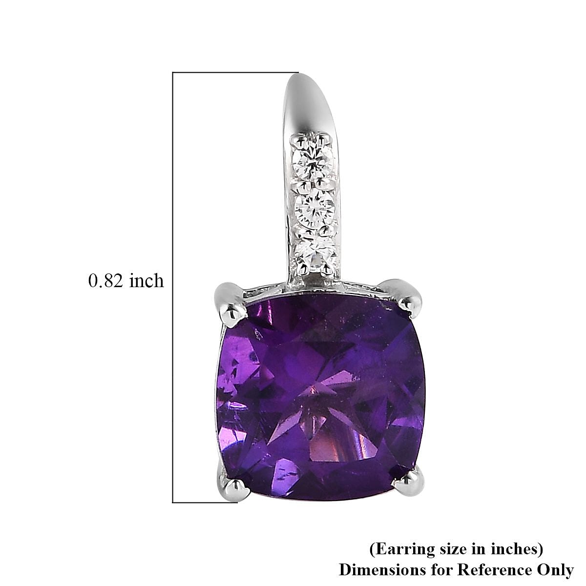 Amethyst and Natural White Zircon Lever Back Earrings in Platinum Over Sterling Silver 8.15 ctw image number 4