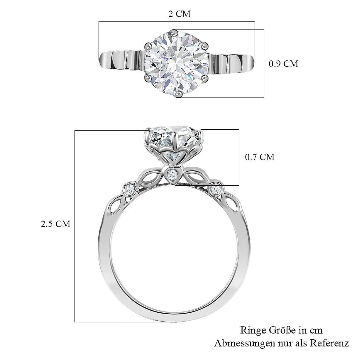 Moissanite 1.69 ctw Ring in Rhodium Over Sterling Silver (Size 10)