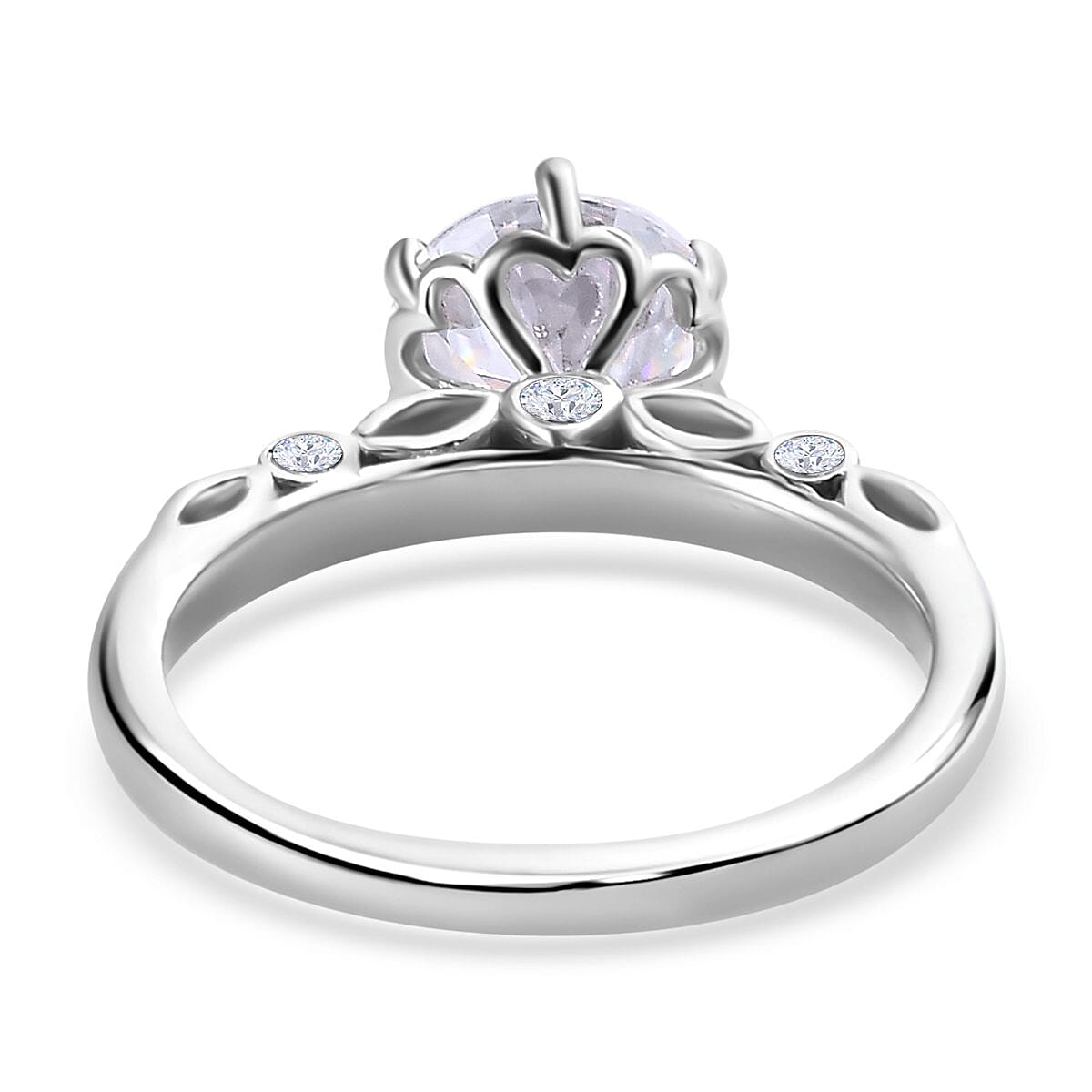 Moissanite 1.69 ctw Ring in Rhodium Over Sterling Silver (Size 10)