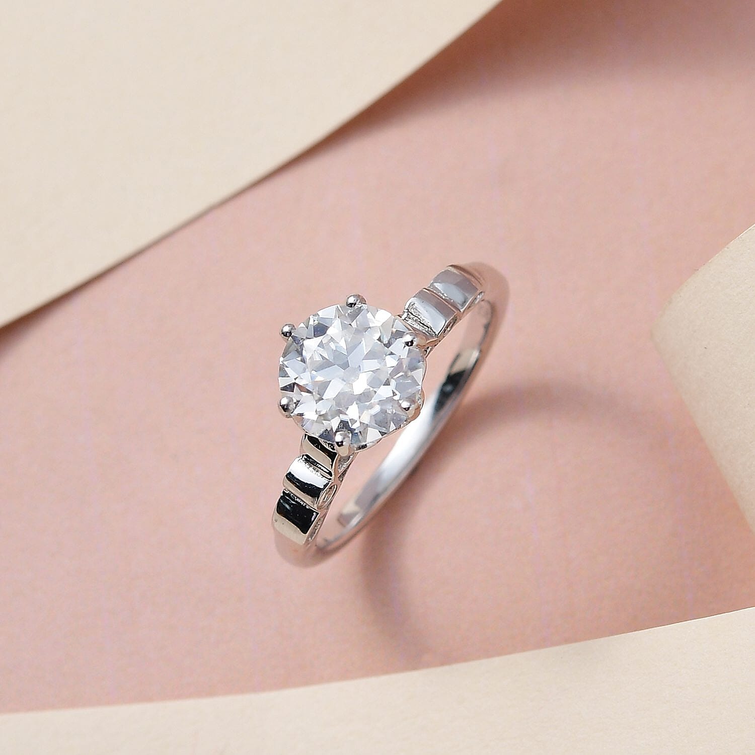 Moissanite 1.69 ctw Ring in Rhodium Over Sterling Silver (Size 10)