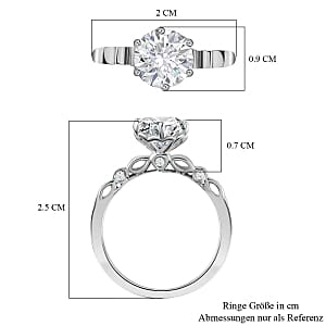 Moissanite 1.69 ctw Ring in Rhodium Over Sterling Silver (Size 11.5)