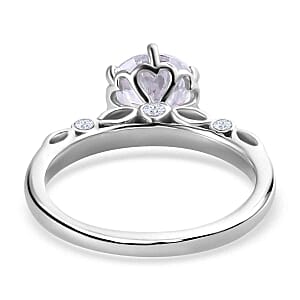 Moissanite 1.69 ctw Ring in Rhodium Over Sterling Silver (Size 11.5)
