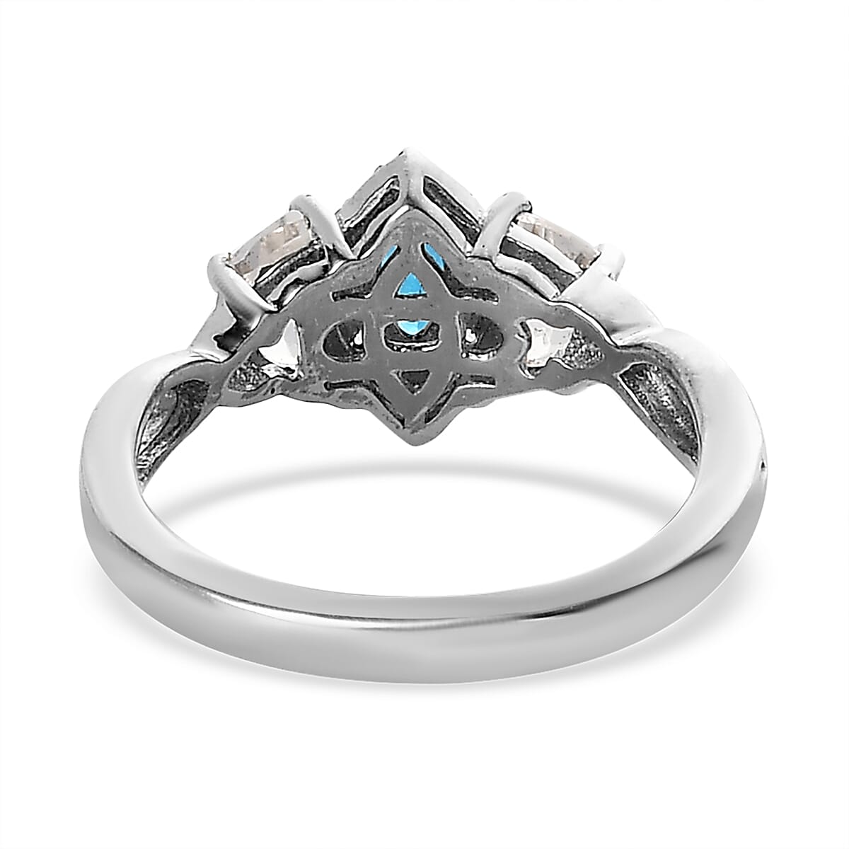 Malgache Neon Apatite and White Topaz Ring in Platinum Over Sterling Silver (Size 10.0) 1.00 ctw (Delivery in 5-7 Business Days) image number 4