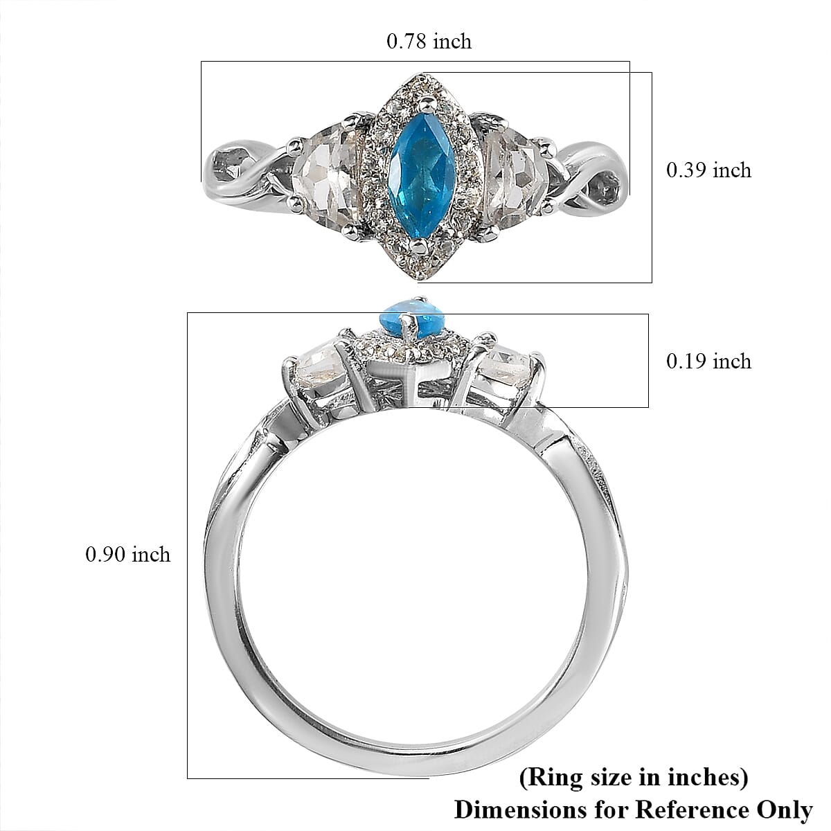 Malgache Neon Apatite and White Topaz Ring in Platinum Over Sterling Silver (Size 10.0) 1.00 ctw (Delivery in 5-7 Business Days) image number 5
