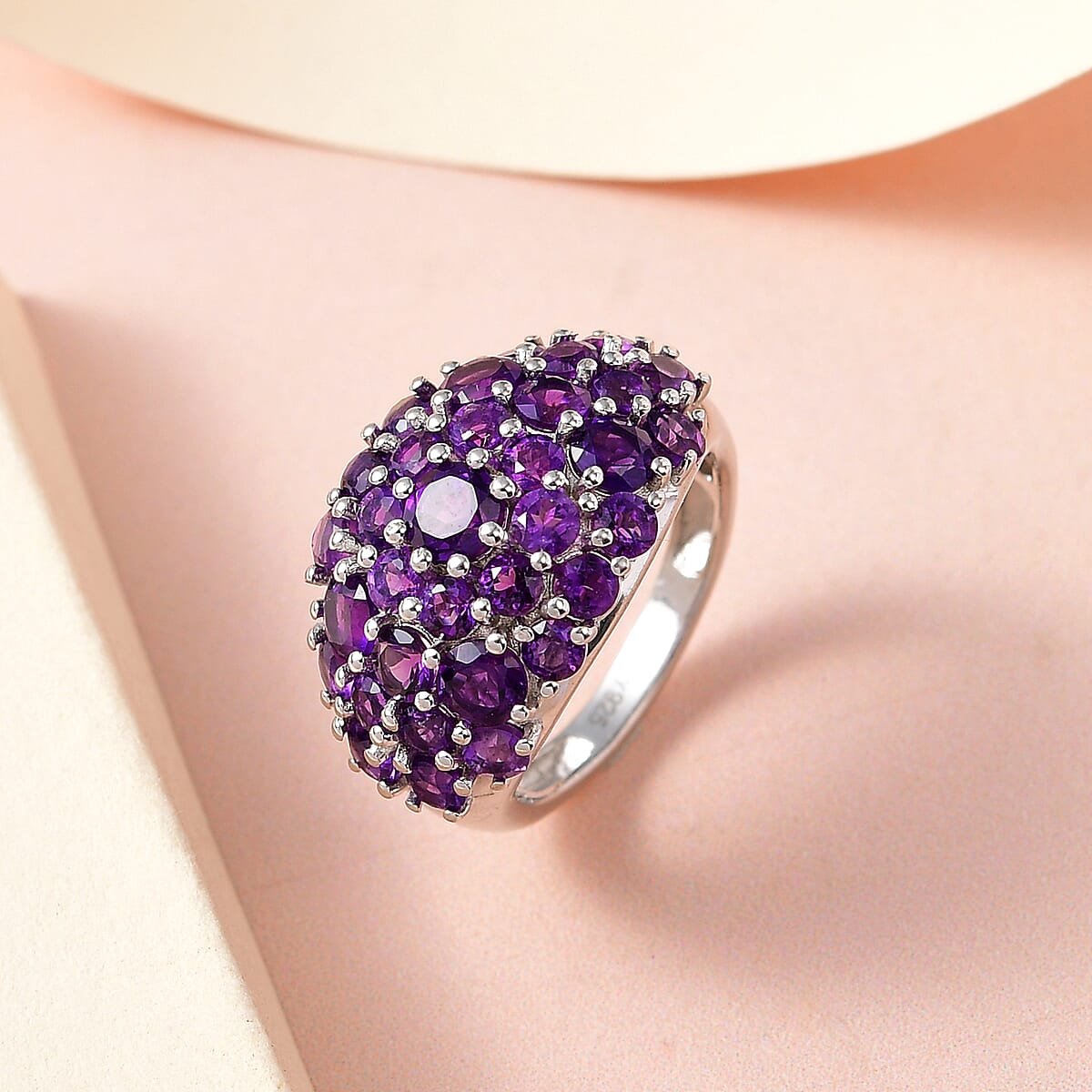 Lusaka Amethyst Cluster Ring in Platinum Over Sterling Silver (Size 10.0) 2.90 ctw image number 1