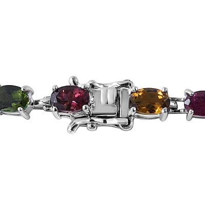 Multi-Tourmaline Bracelet in Platinum Over Sterling Silver (6.50 In) 8.00 ctw