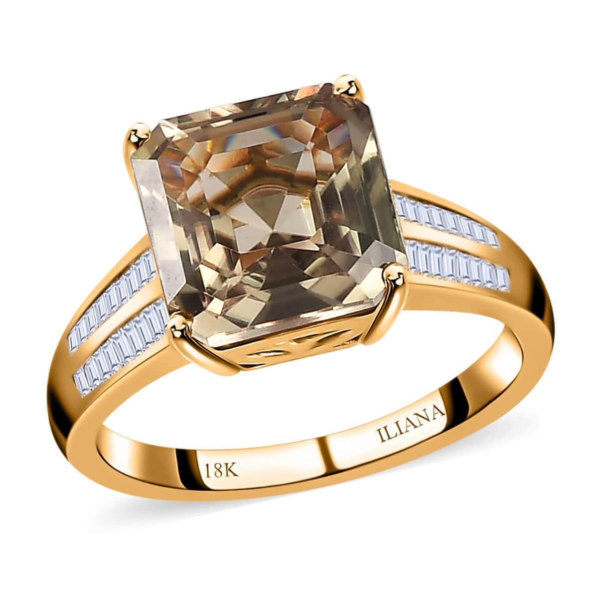 Valentines Doorbuster ILIANA 18K Yellow Gold AAA Turkizite and G-H SI Diamond Ring 4.25 Grams 4.50 ctw image number 0