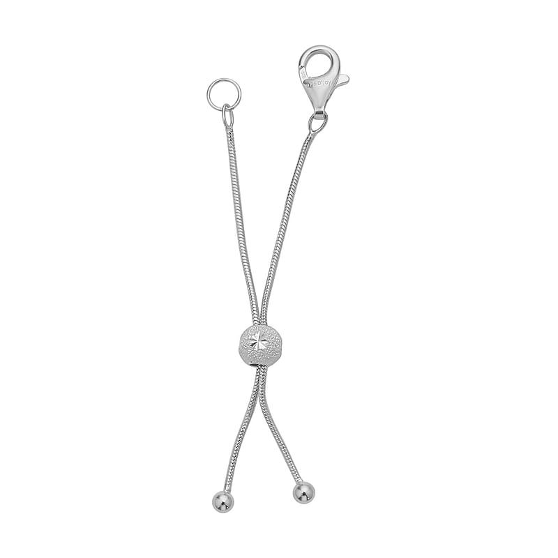 Adjustable Slider 1mm Snake Chain with 11mm Lobster Lock in Rhodium Over Sterling Silver