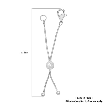 Adjustable Slider 1mm Snake Chain with 11mm Lobster Lock in Rhodium Over Sterling Silver