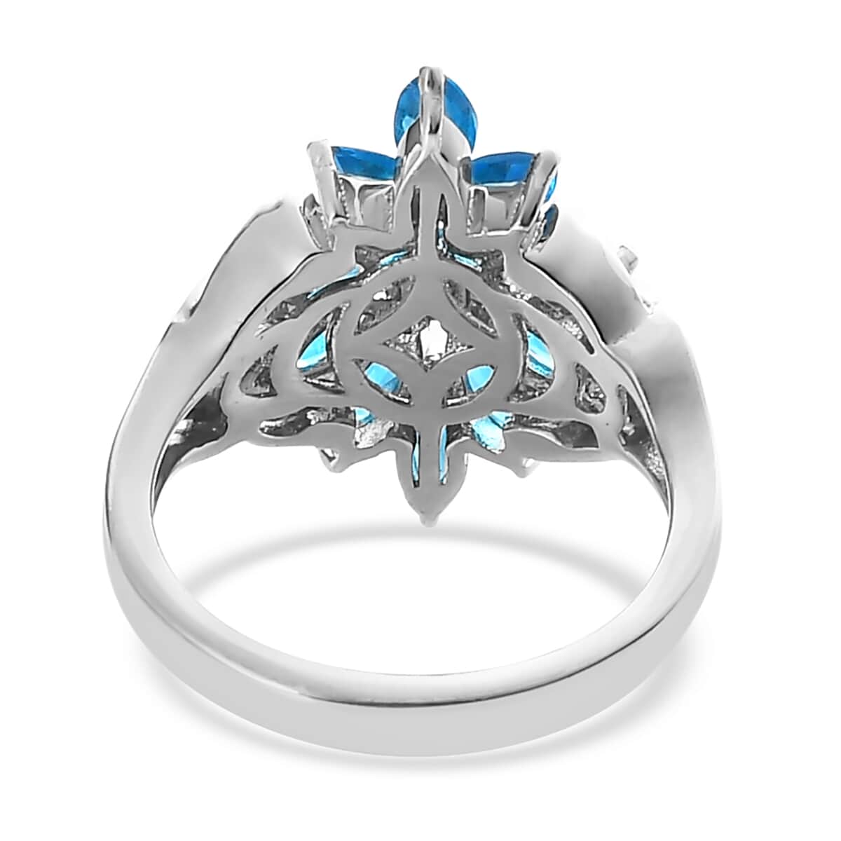 Malgache Neon Apatite Floral Ring in Platinum Over Sterling Silver (Delivery in 5-7 Business Days) 1.50 ctw image number 4