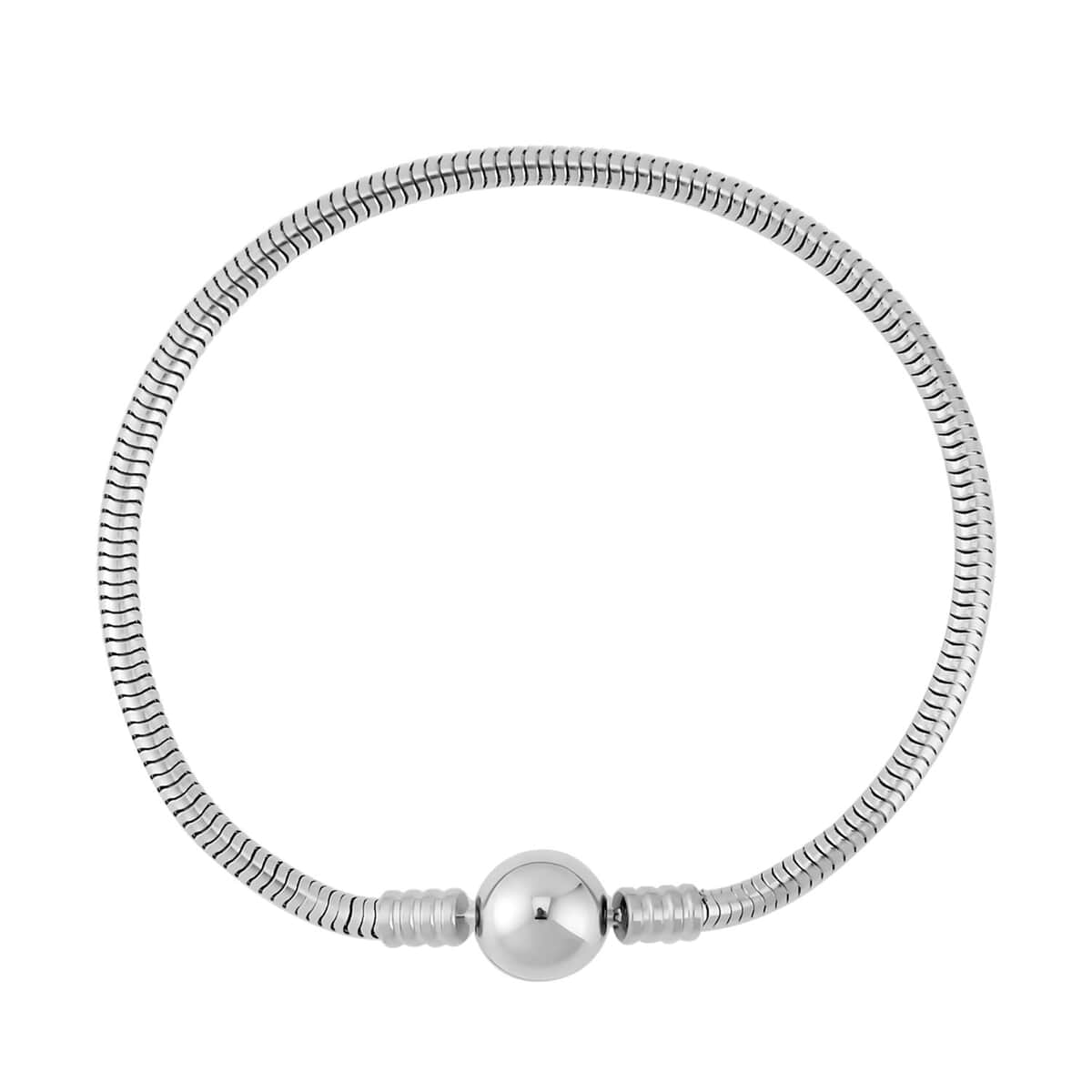 Snake Chain Bracelet in Stainless Steel (7.50 In) with Round Shape Lock image number 0