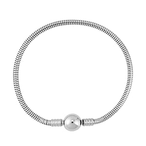 Snake Chain Bracelet in Stainless Steel (7.50 In) with Round Shape Lock , Tarnish-Free, Waterproof, Sweat Proof Jewelry