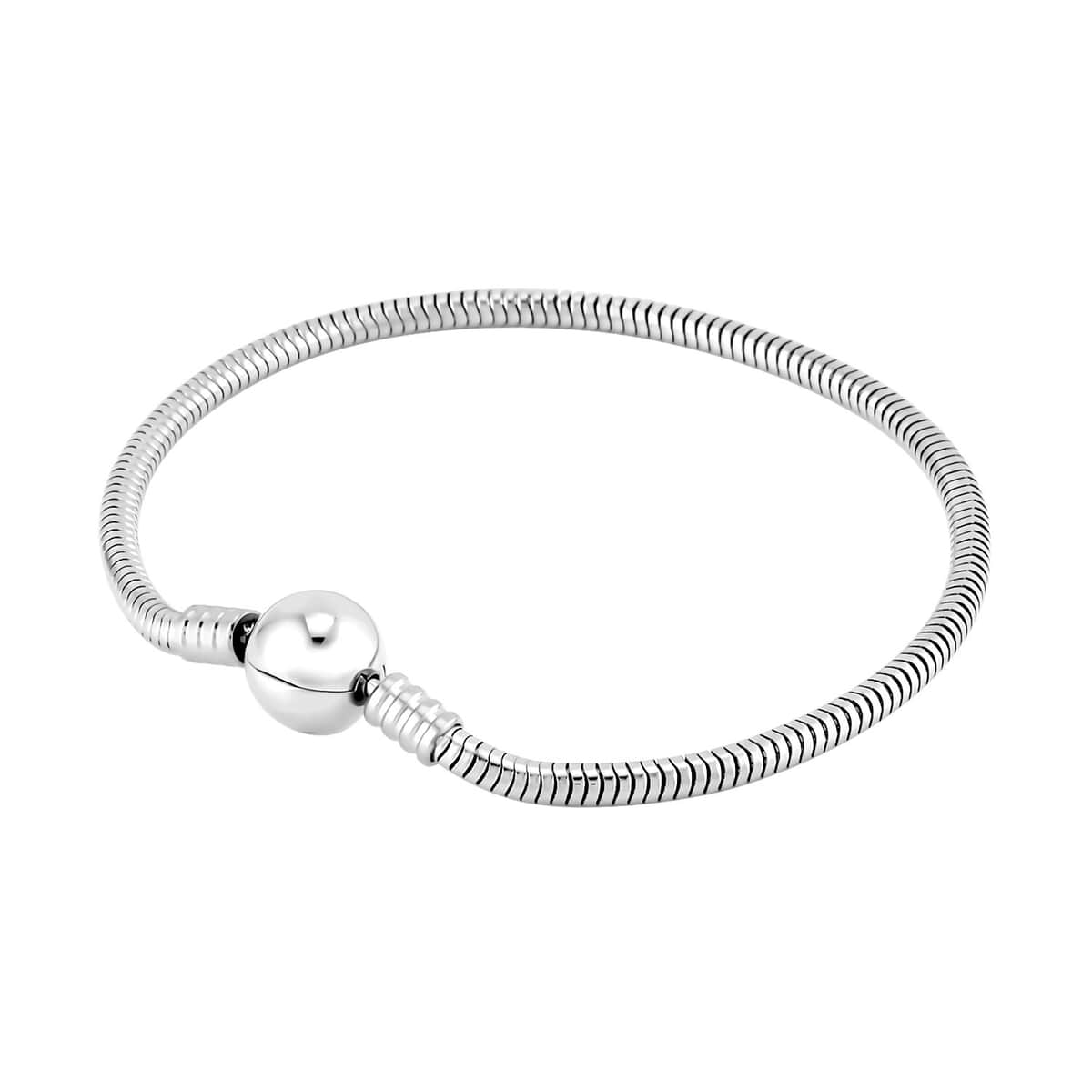 Snake Chain Bracelet in Stainless Steel (7.50 In) with Round Shape Lock image number 1