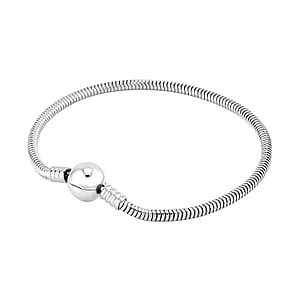 Snake Chain Bracelet in Stainless Steel (7.50 In) with Round Shape Lock , Tarnish-Free, Waterproof, Sweat Proof Jewelry