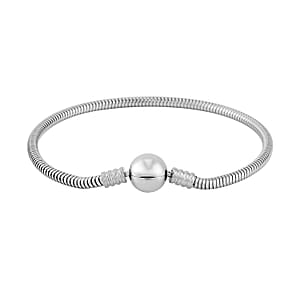 Snake Chain Bracelet in Stainless Steel (7.50 In) with Round Shape Lock , Tarnish-Free, Waterproof, Sweat Proof Jewelry