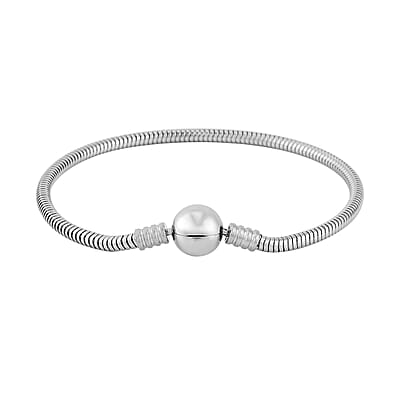Snake Chain Bracelet in Stainless Steel (7.50 In) with Round Shape Lock , Tarnish-Free, Waterproof, Sweat Proof Jewelry