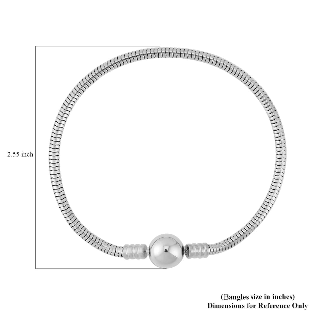 Snake Chain Bracelet in Stainless Steel (7.50 In) with Round Shape Lock image number 3