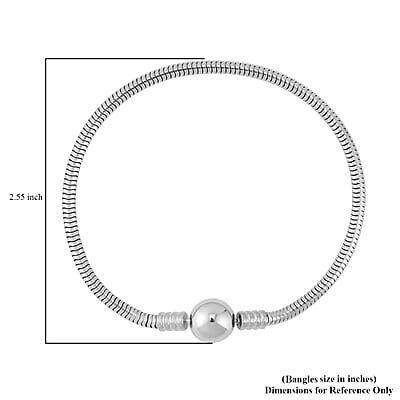 Snake Chain Bracelet in Stainless Steel (7.50 In) with Round Shape Lock , Tarnish-Free, Waterproof, Sweat Proof Jewelry