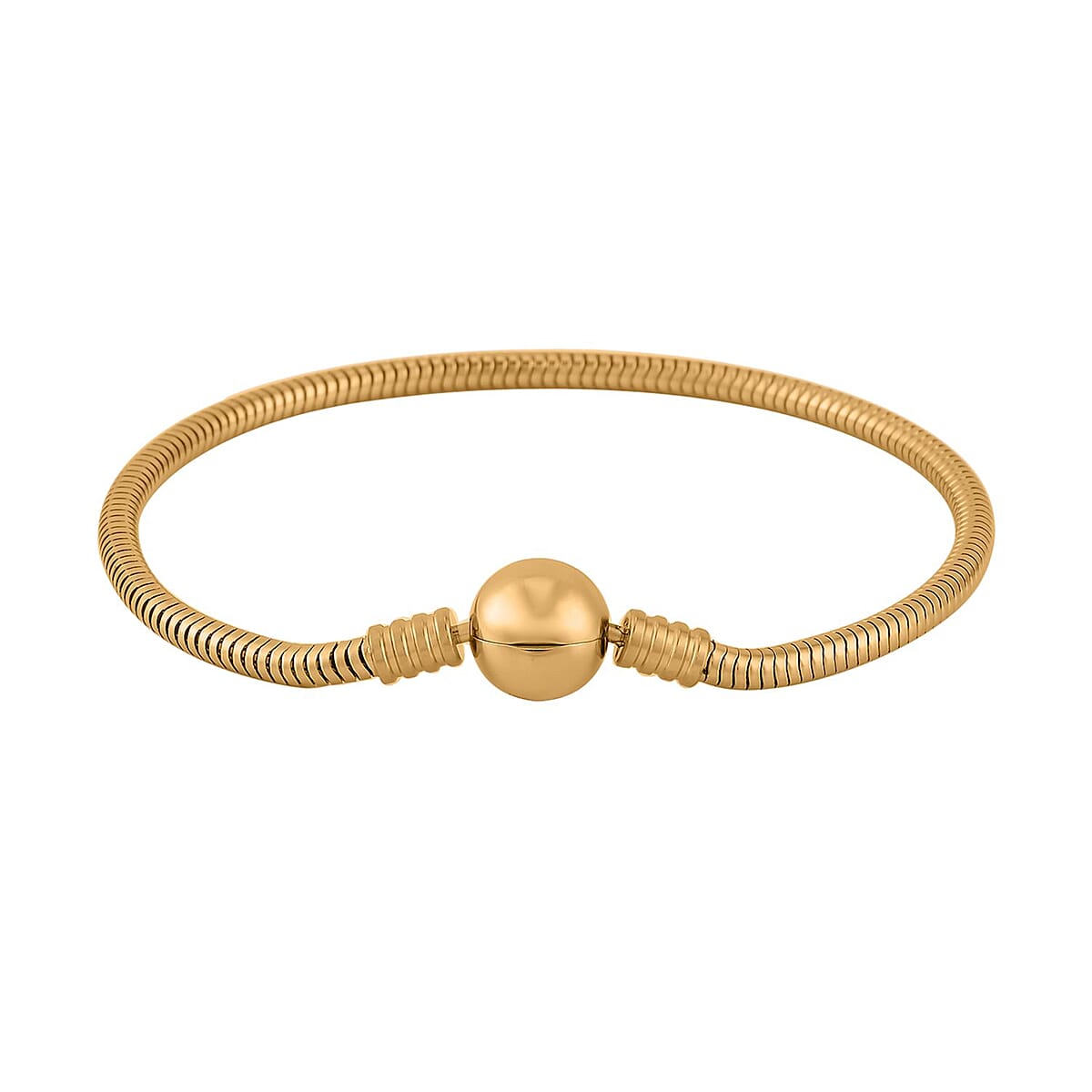 Snake Chain Bracelet in ION Plated YG Stainless Steel (7.50 In) with Round Shape Lock , Tarnish-Free, Waterproof, Sweat Proof Jewelry image number 2