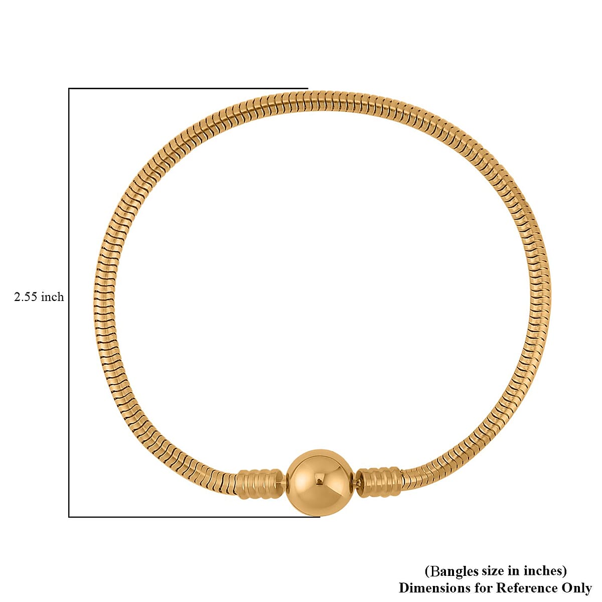 Snake Chain Bracelet in ION Plated YG Stainless Steel (7.50 In) with Round Shape Lock , Tarnish-Free, Waterproof, Sweat Proof Jewelry image number 3