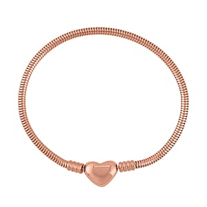 Snake Chain Bracelet in ION Plated RG Stainless Steel (7.50 In) with Heart Shape Lock , Tarnish-Free, Waterproof, Sweat Proof Jewelry