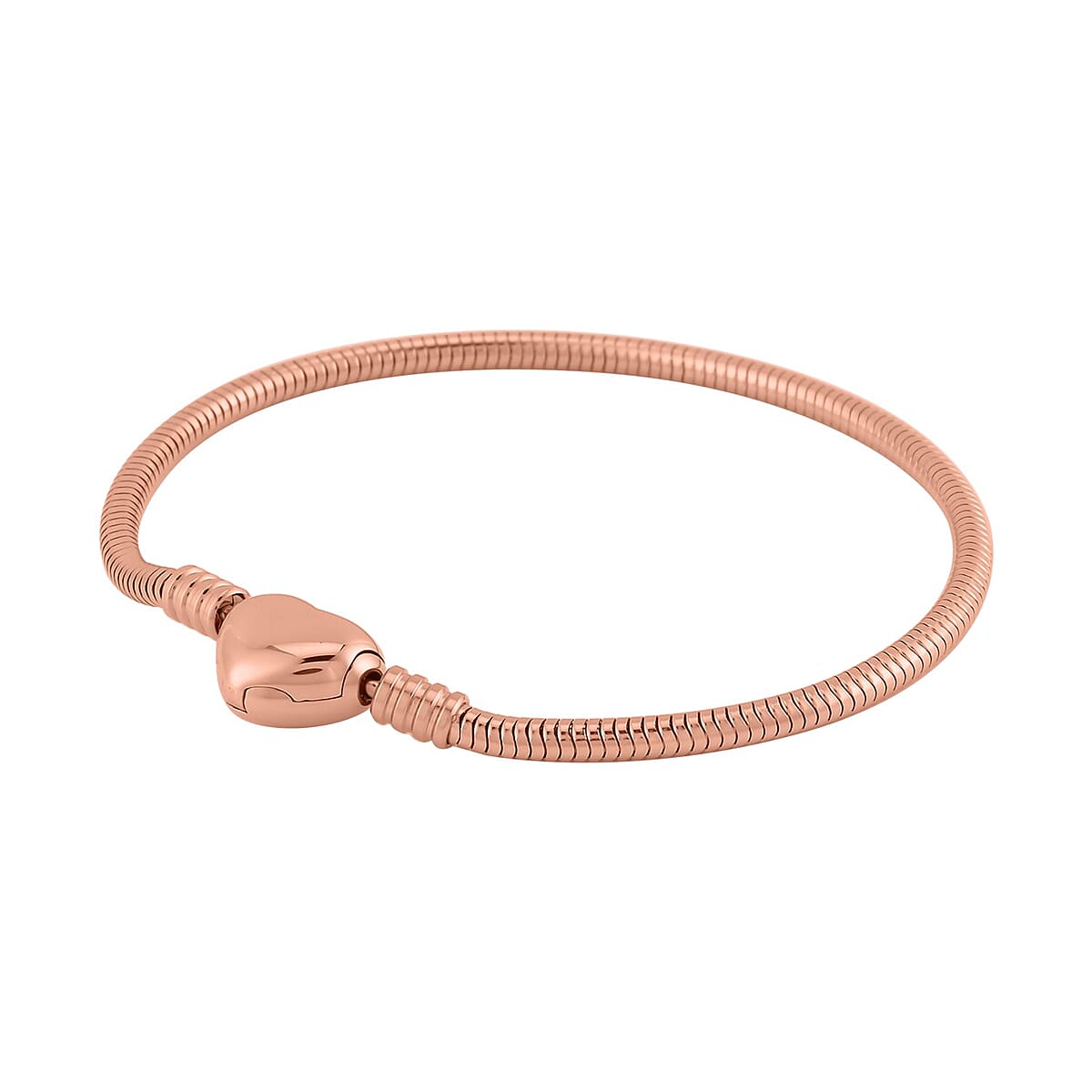 Snake Chain Bracelet in ION Plated RG Stainless Steel (7.50 In) with Heart Shape Lock , Tarnish-Free, Waterproof, Sweat Proof Jewelry image number 1