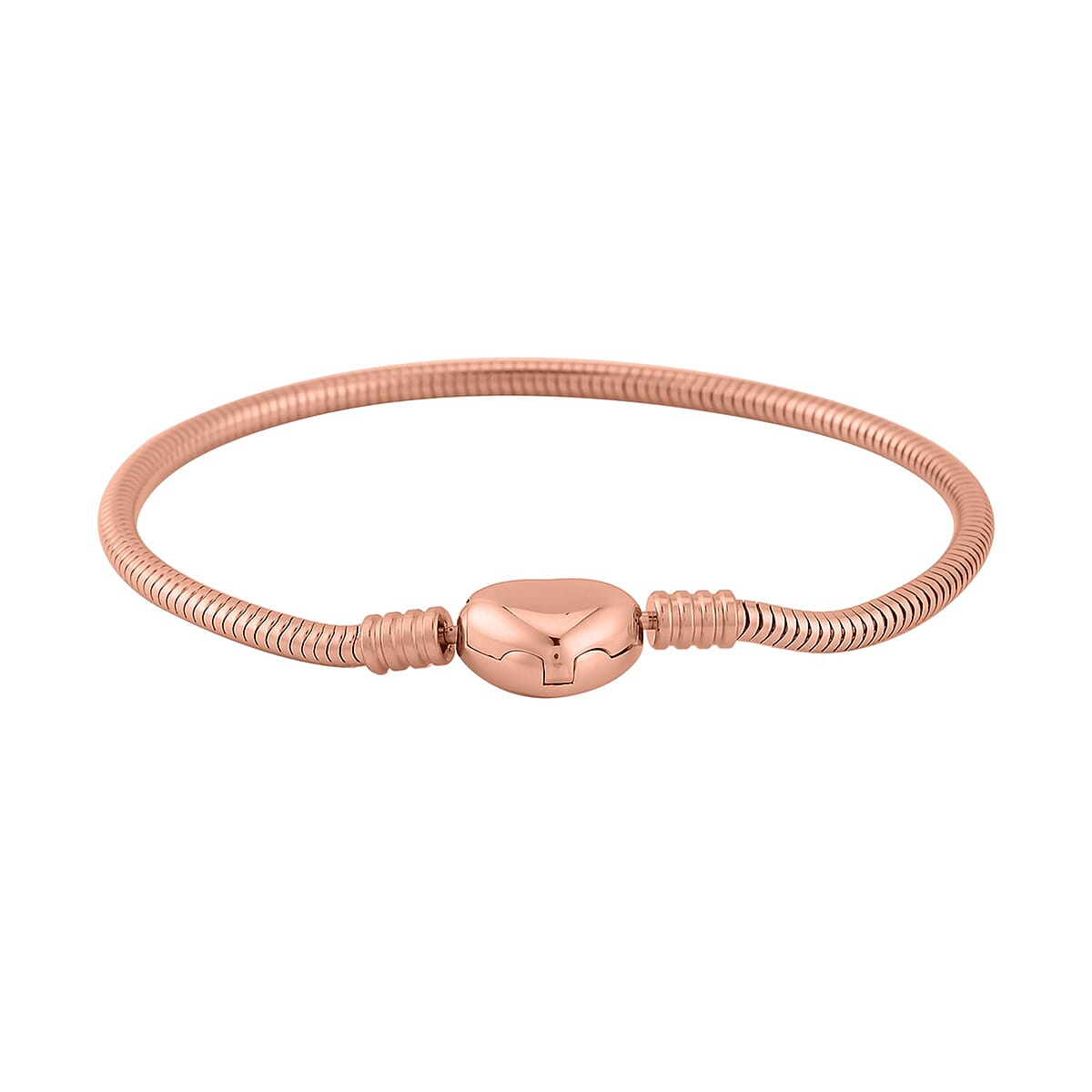 Snake Chain Bracelet in ION Plated RG Stainless Steel (7.50 In) with Heart Shape Lock , Tarnish-Free, Waterproof, Sweat Proof Jewelry image number 2