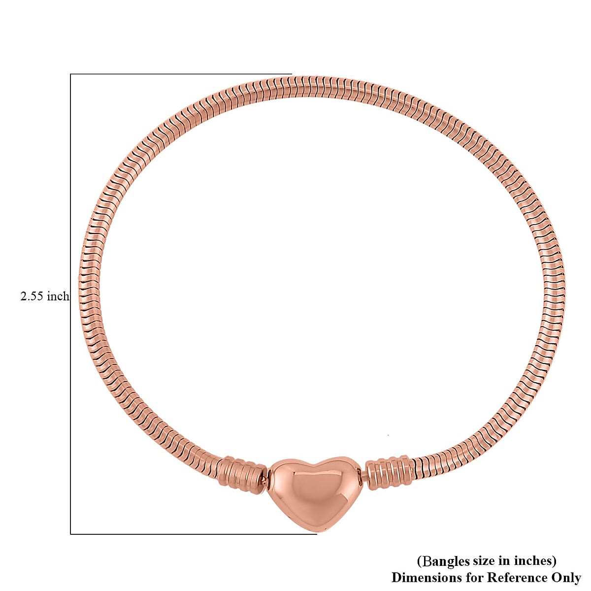 Snake Chain Bracelet in ION Plated RG Stainless Steel (7.50 In) with Heart Shape Lock , Tarnish-Free, Waterproof, Sweat Proof Jewelry image number 3