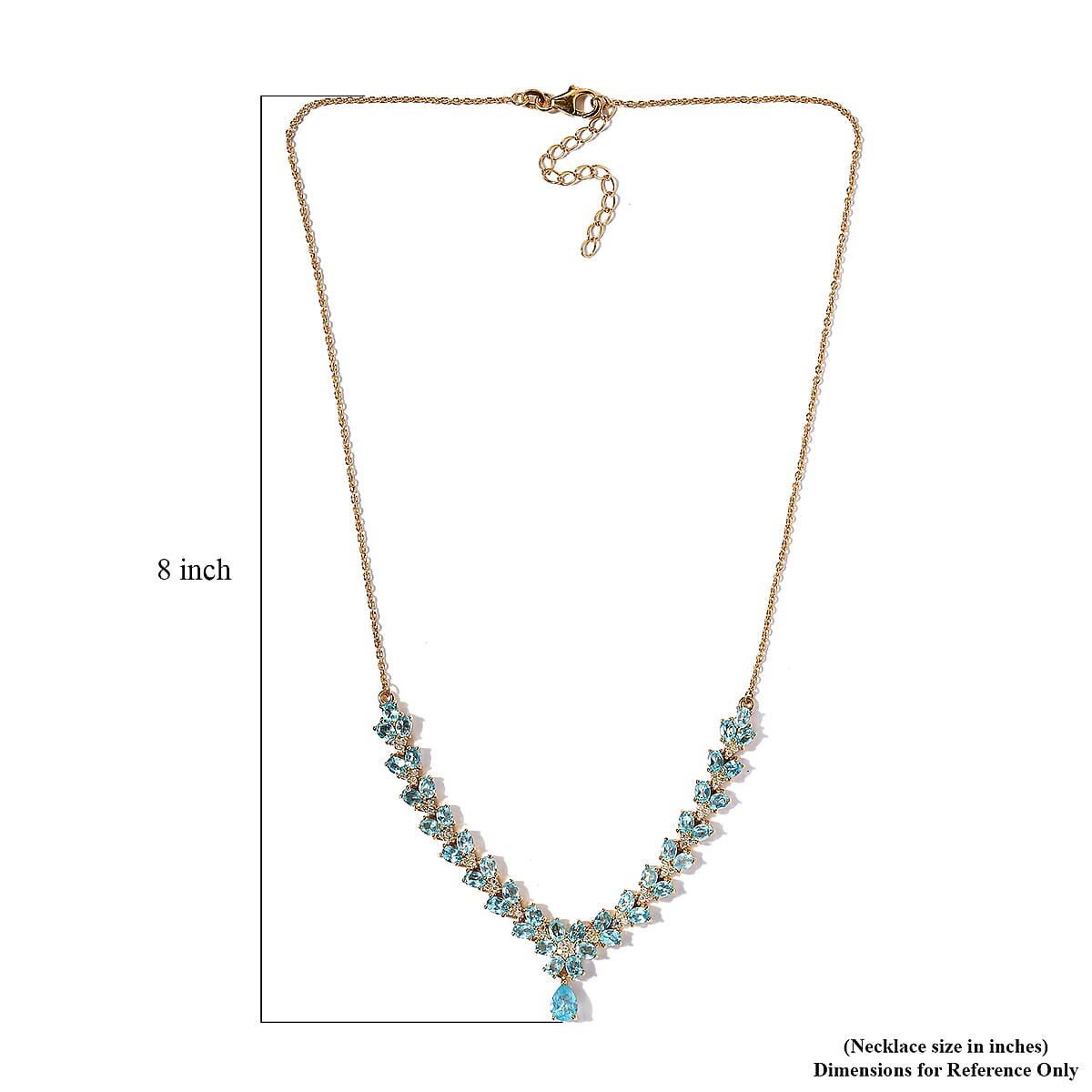 Madagascar Paraiba Apatite and Moissanite Necklace 18 Inches in Vermeil Yellow Gold Over Sterling Silver 8.65 ctw image number 5